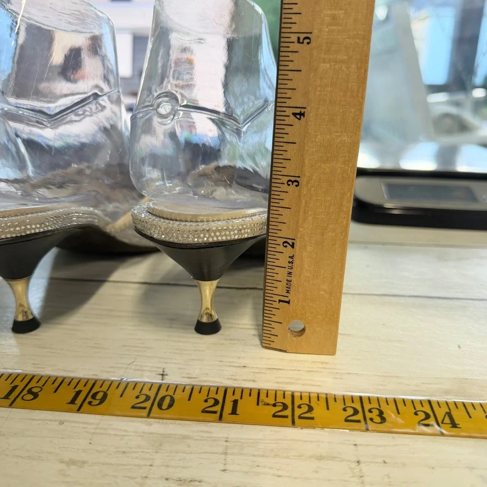 Tory Burch Miller‎ Crystal Sandals Women 7M Kitten Heel Logo Guest Rhinestone